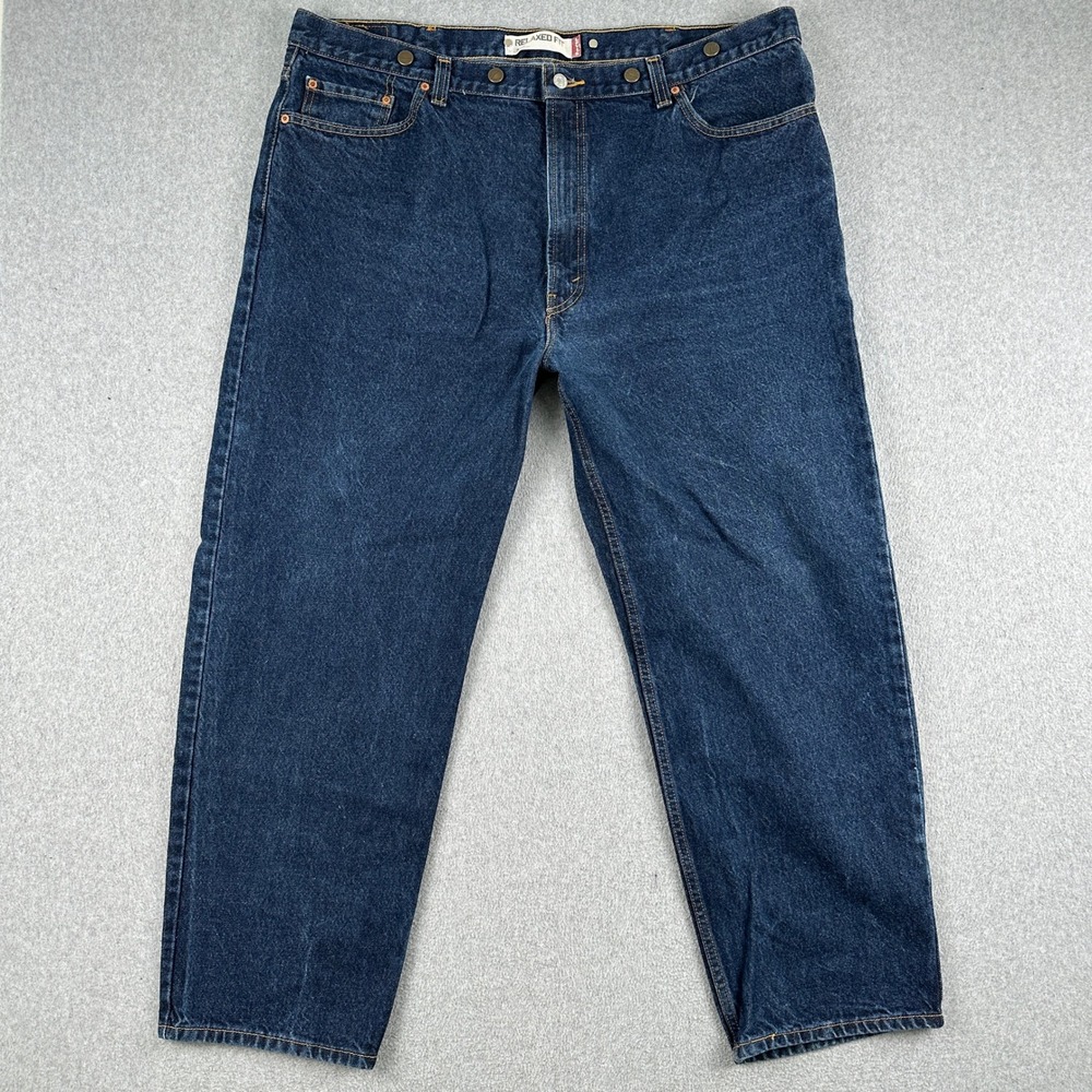 Levi Jeans Mens 44 Blue 550 Relaxed Fit Suspender Buttons Denim Pants 44x30